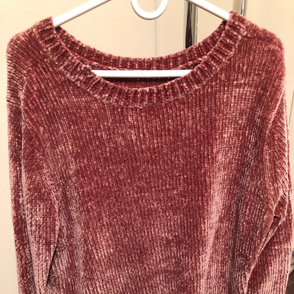 2 Orvis Ladies Chenille Sweaters, Large, Blue;Pink